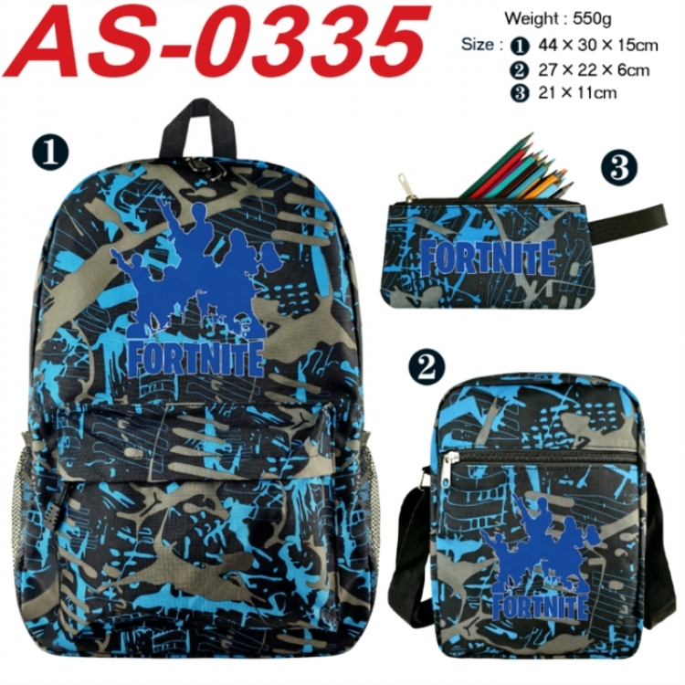 Fortnite Anime canvas backpack backpack+lunch bag+pencil case set 550g