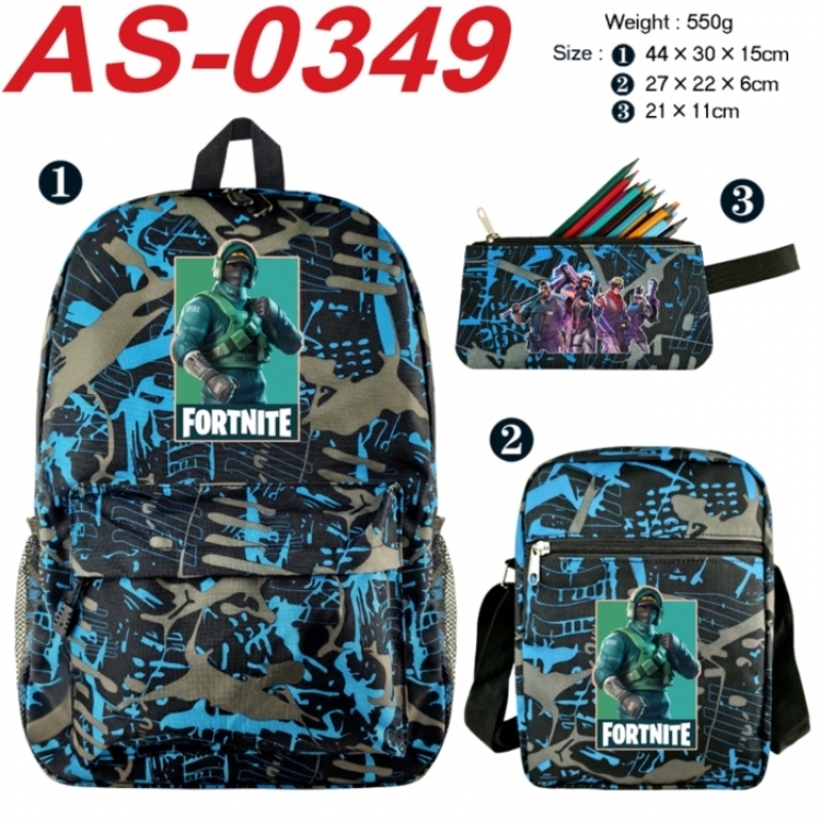 Fortnite Anime canvas backpack backpack+lunch bag+pencil case set 550g