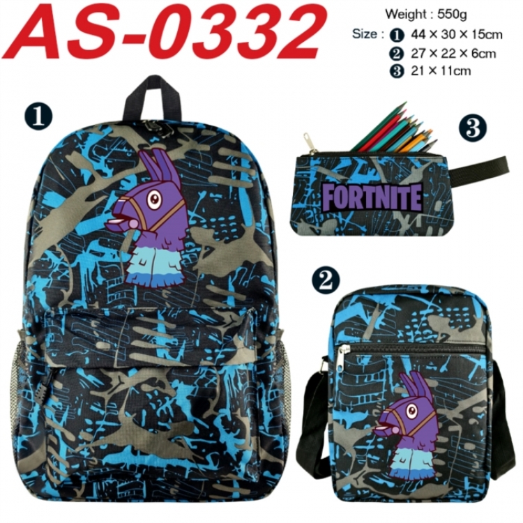 Fortnite Anime canvas backpack backpack+lunch bag+pencil case set 550g