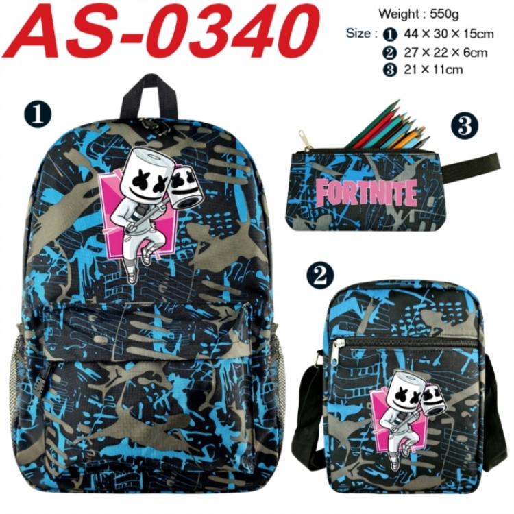 Fortnite Anime canvas backpack backpack+lunch bag+pencil case set 550g