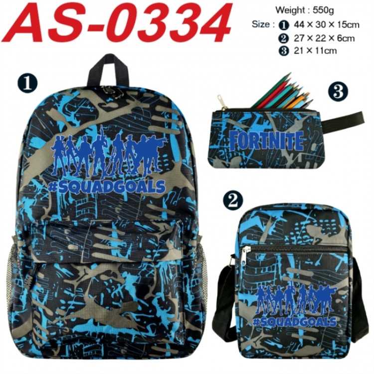 Fortnite Anime canvas backpack backpack+lunch bag+pencil case set 550g