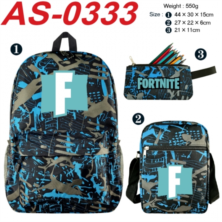 Fortnite Anime canvas backpack backpack+lunch bag+pencil case set 550g