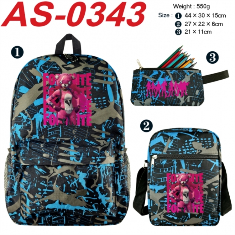 Fortnite Anime canvas backpack backpack+lunch bag+pencil case set 550g