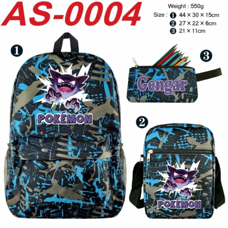 Pokemon Anime canvas backpack backpack+lunch bag+pencil case set 550g