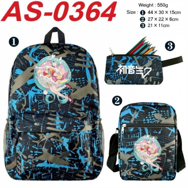 Hatsune Miku Anime canvas backpack backpack+lunch bag+pencil case set 550g