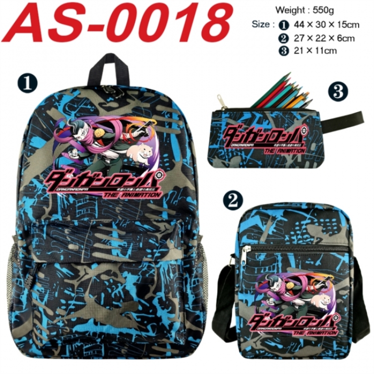 Dangan-Ronpa Anime canvas backpack backpack+lunch bag+pencil case set 550g