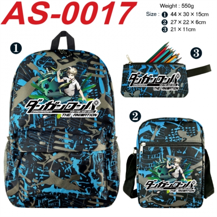 Dangan-Ronpa Anime canvas backpack backpack+lunch bag+pencil case set 550g