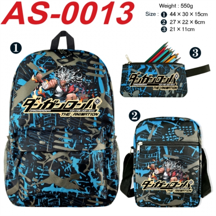 Dangan-Ronpa Anime canvas backpack backpack+lunch bag+pencil case set 550g
