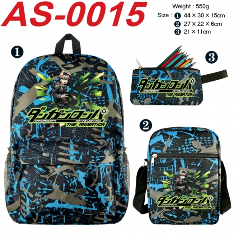 Dangan-Ronpa Anime canvas backpack backpack+lunch bag+pencil case set 550g