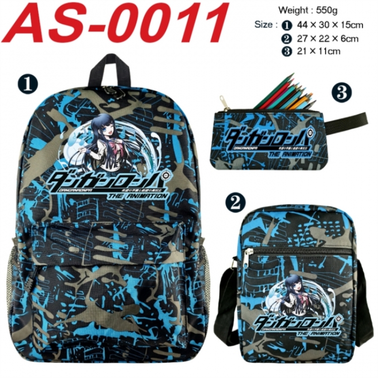 Dangan-Ronpa Anime canvas backpack backpack+lunch bag+pencil case set 550g