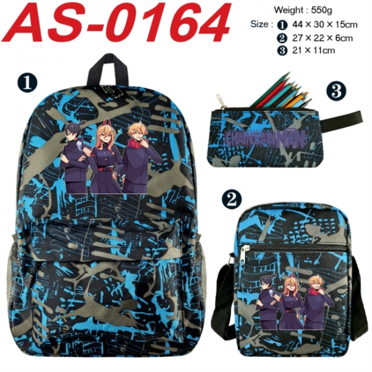 Chainsaw man Anime canvas backpack backpack+lunch bag+pencil case set 550g