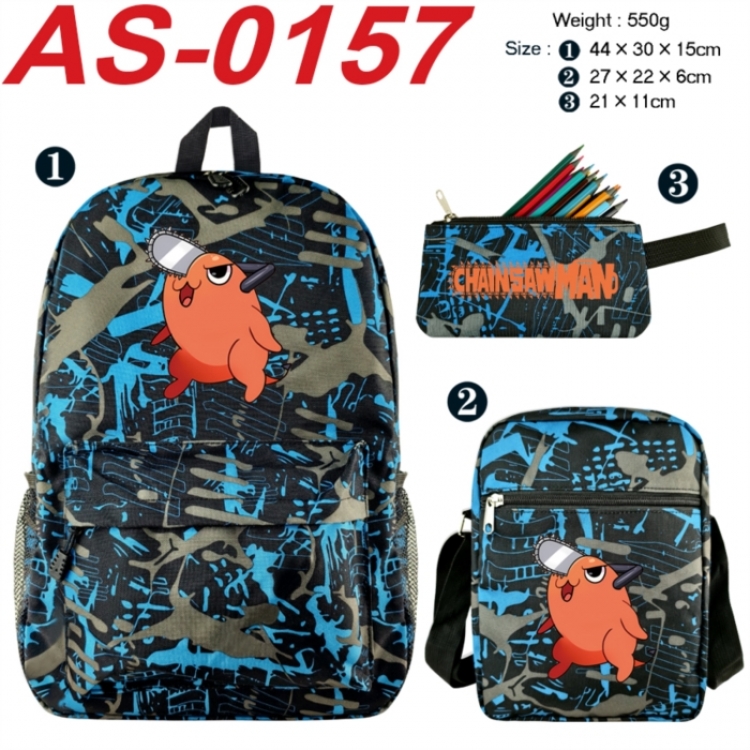 Chainsaw man Anime canvas backpack backpack+lunch bag+pencil case set 550g