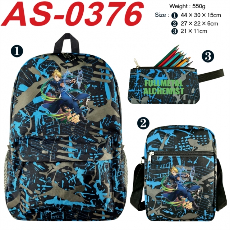 Fullmetal Alchemist  Anime canvas backpack backpack+lunch bag+pencil case set 550g