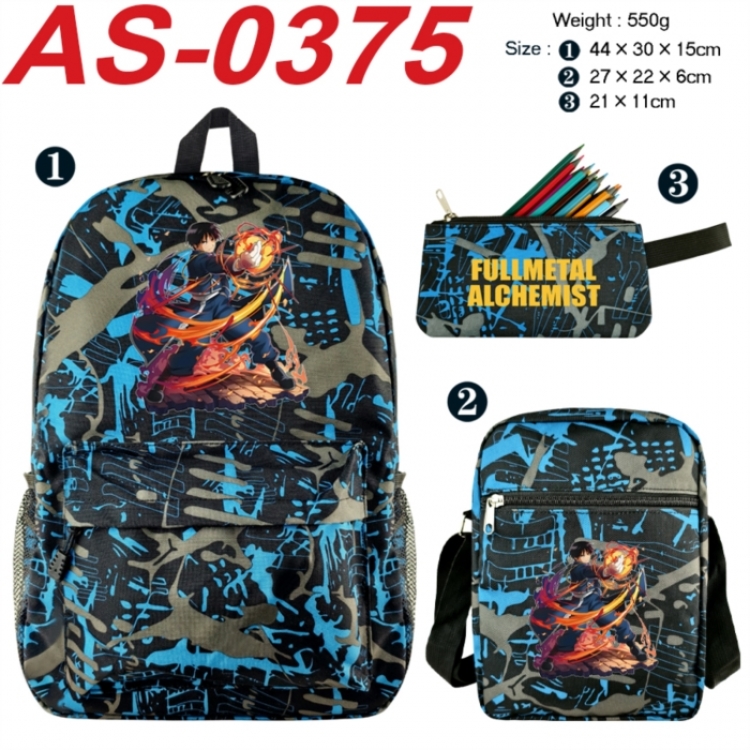 Fullmetal Alchemist  Anime canvas backpack backpack+lunch bag+pencil case set 550g