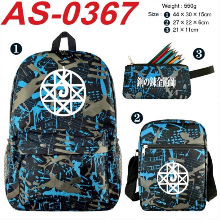 Fullmetal Alchemist  Anime canvas backpack backpack+lunch bag+pencil case set 550g