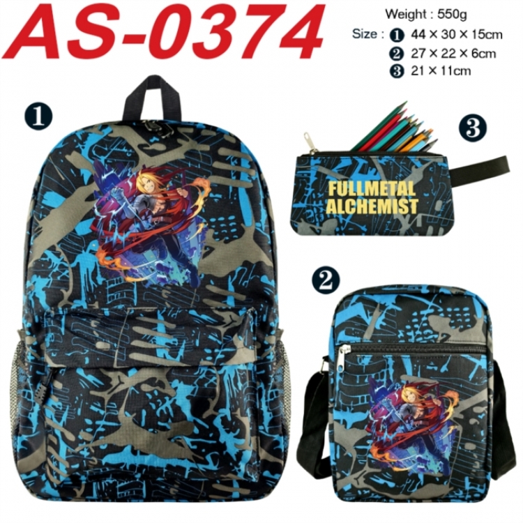 Fullmetal Alchemist  Anime canvas backpack backpack+lunch bag+pencil case set 550g