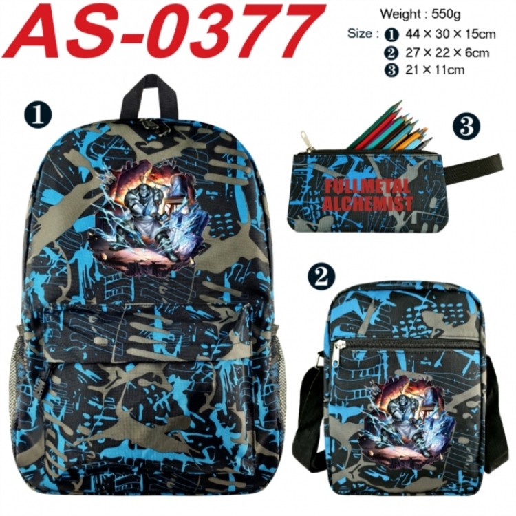 Fullmetal Alchemist  Anime canvas backpack backpack+lunch bag+pencil case set 550g
