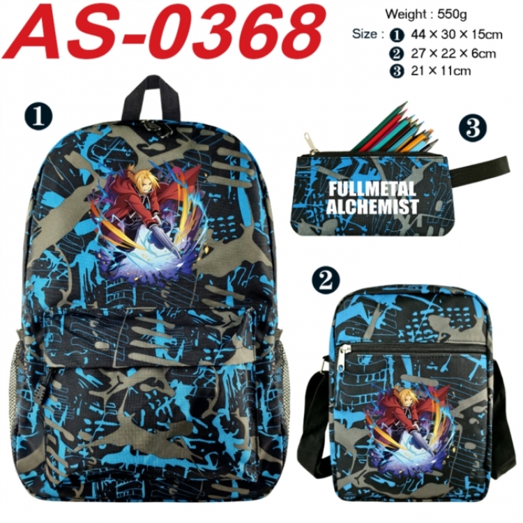 Fullmetal Alchemist  Anime canvas backpack backpack+lunch bag+pencil case set 550g