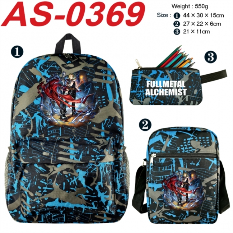 Fullmetal Alchemist  Anime canvas backpack backpack+lunch bag+pencil case set 550g