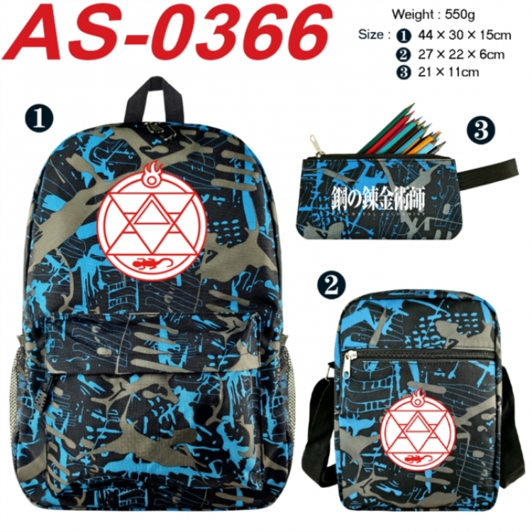 Fullmetal Alchemist  Anime canvas backpack backpack+lunch bag+pencil case set 550g