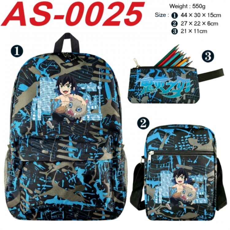Demon Slayer Kimets Anime canvas backpack backpack+lunch bag+pencil case set 550g