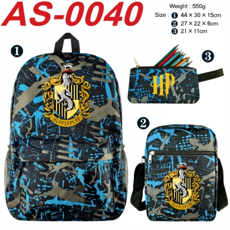 Harry Potter Anime canvas backpack backpack+lunch bag+pencil case set 550g