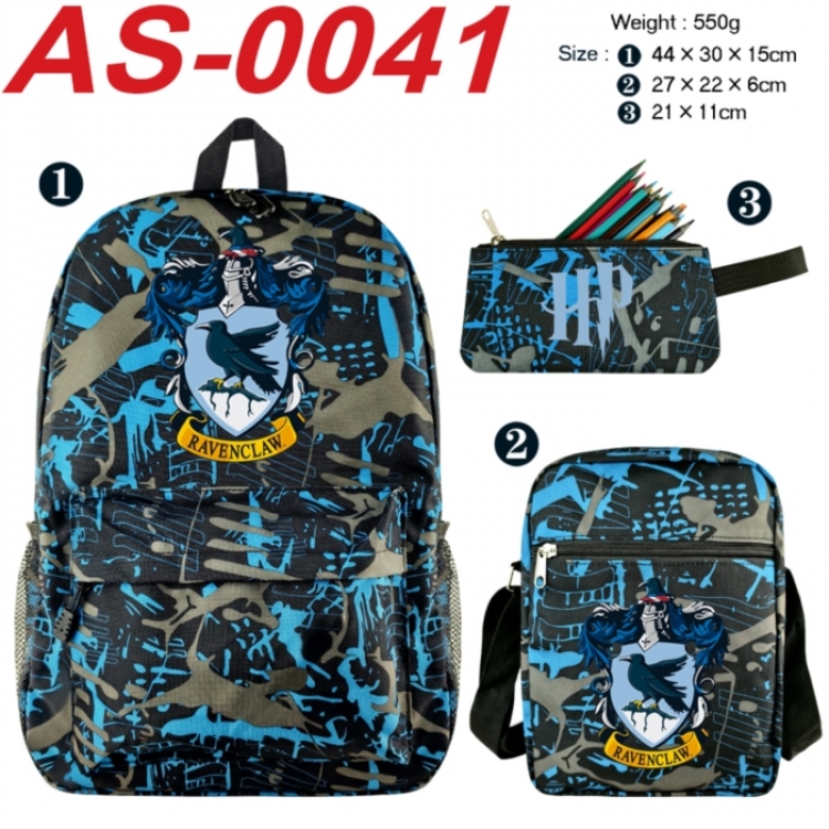 Harry Potter Anime canvas backpack backpack+lunch bag+pencil case set 550g