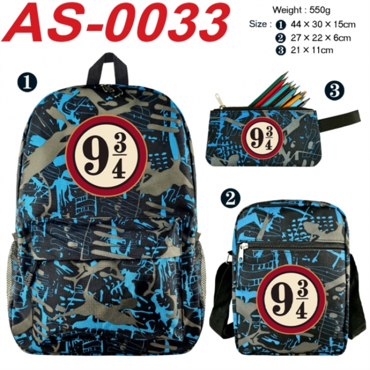 Harry Potter Anime canvas backpack backpack+lunch bag+pencil case set 550g