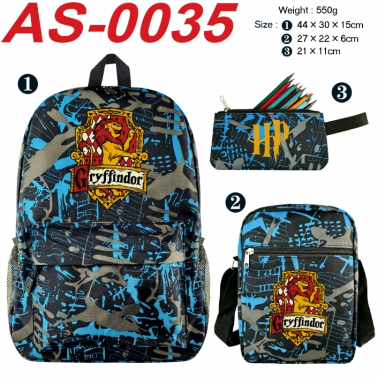 Harry Potter Anime canvas backpack backpack+lunch bag+pencil case set 550g
