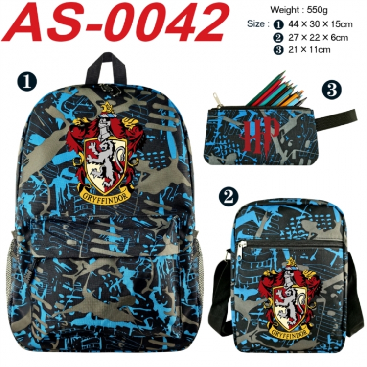 Harry Potter Anime canvas backpack backpack+lunch bag+pencil case set 550g