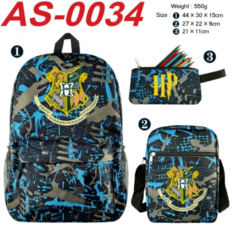 Harry Potter Anime canvas backpack backpack+lunch bag+pencil case set 550g