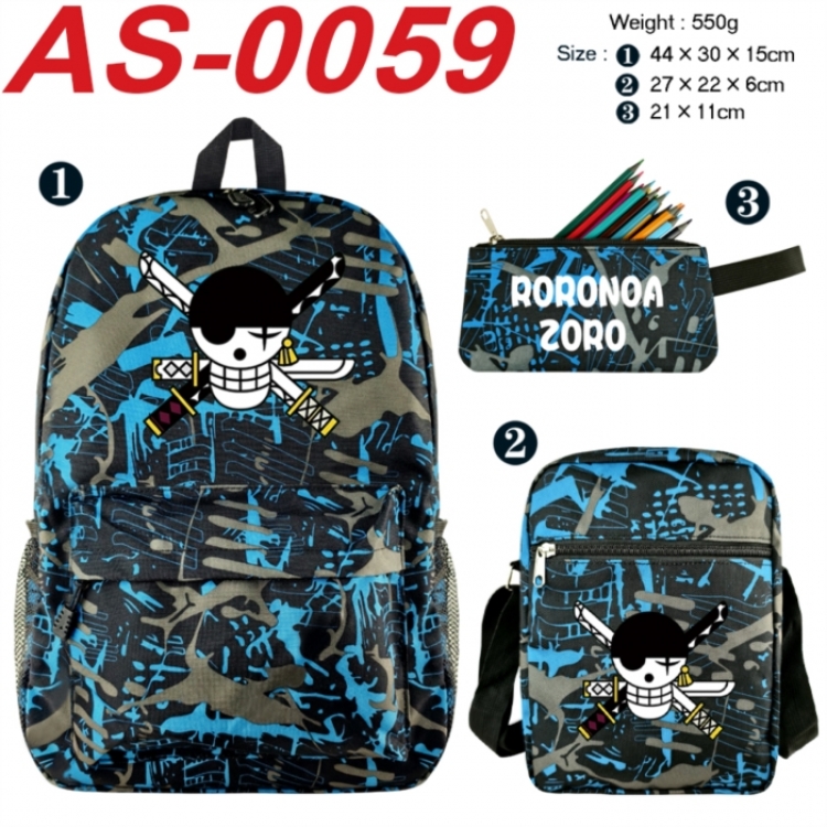 One Piece Anime canvas backpack backpack+lunch bag+pencil case set 550g