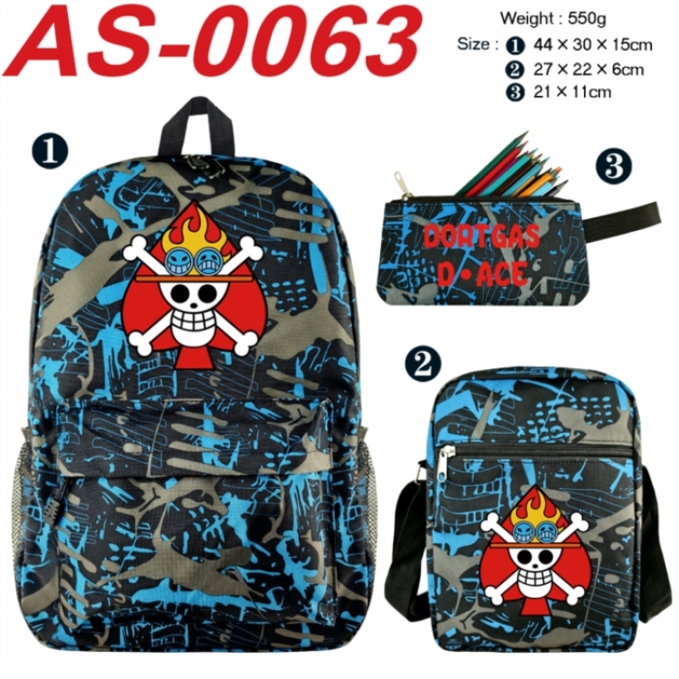 One Piece Anime canvas backpack backpack+lunch bag+pencil case set 550g