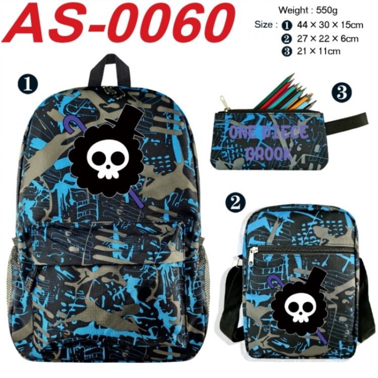 One Piece Anime canvas backpack backpack+lunch bag+pencil case set 550g