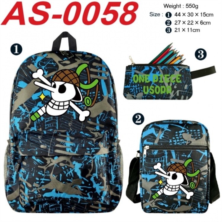 One Piece Anime canvas backpack backpack+lunch bag+pencil case set 550g