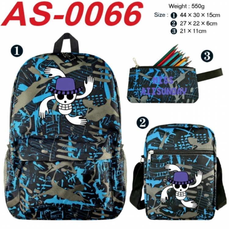 One Piece Anime canvas backpack backpack+lunch bag+pencil case set 550g