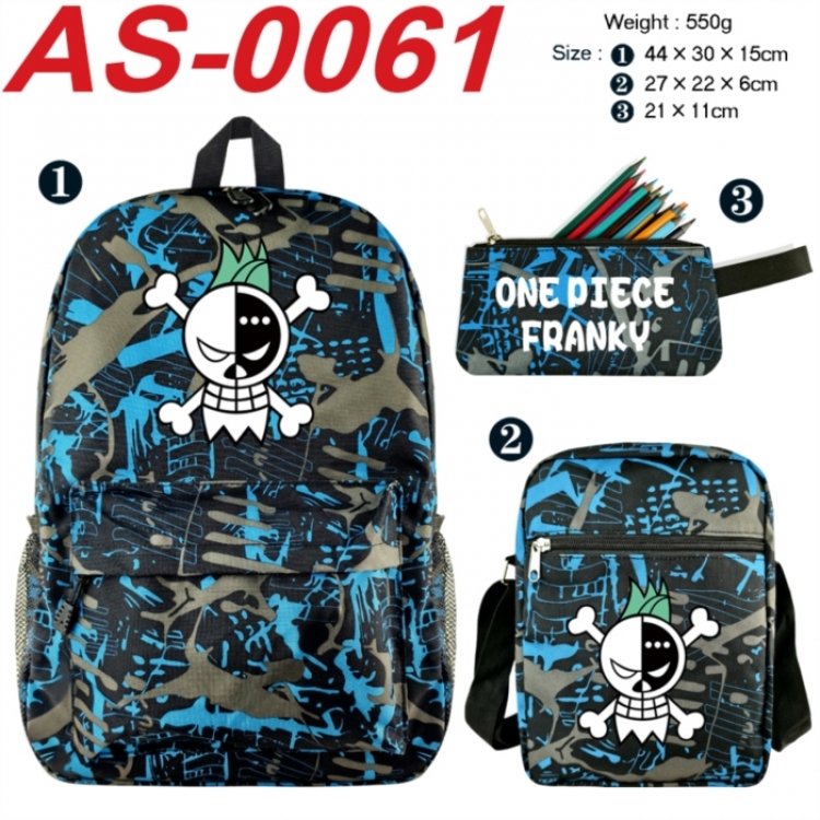 One Piece Anime canvas backpack backpack+lunch bag+pencil case set 550g