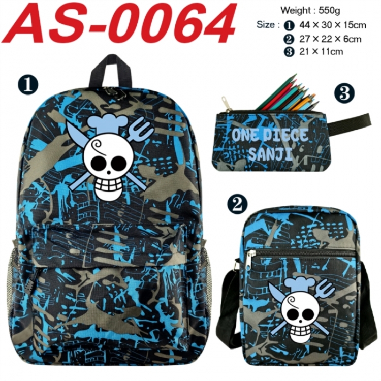 One Piece Anime canvas backpack backpack+lunch bag+pencil case set 550g