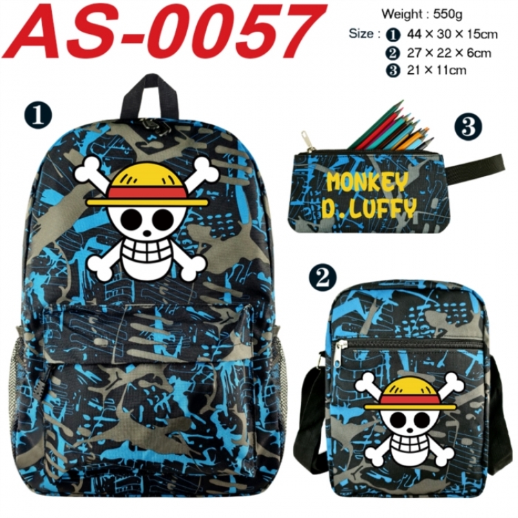 One Piece Anime canvas backpack backpack+lunch bag+pencil case set 550g