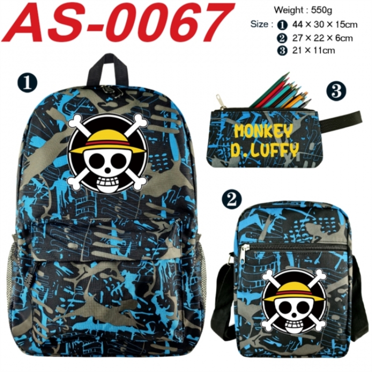 One Piece Anime canvas backpack backpack+lunch bag+pencil case set 550g
