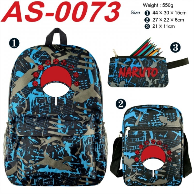 Naruto Anime canvas backpack backpack+lunch bag+pencil case set 550g