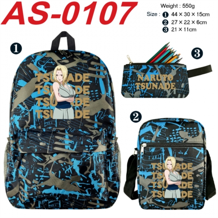 Naruto Anime canvas backpack backpack+lunch bag+pencil case set 550g