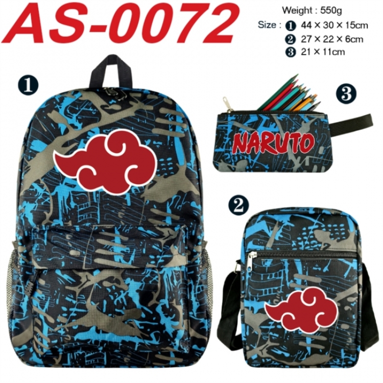 Naruto Anime canvas backpack backpack+lunch bag+pencil case set 550g