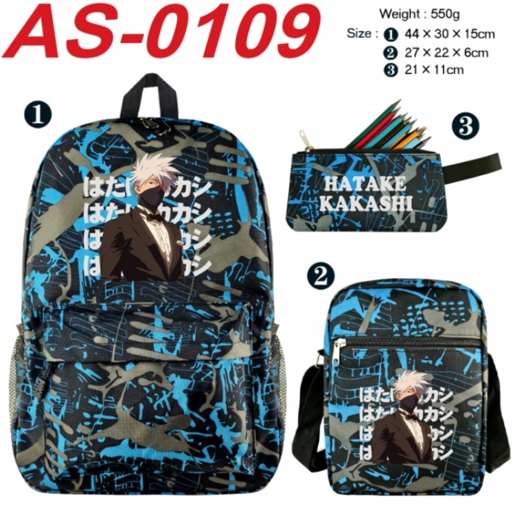 Naruto Anime canvas backpack backpack+lunch bag+pencil case set 550g