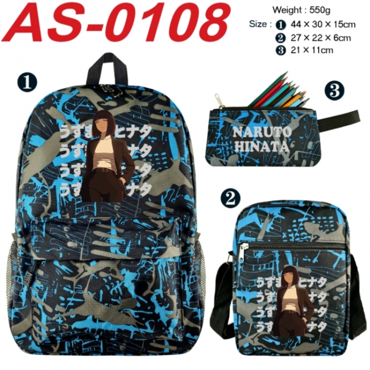 Naruto Anime canvas backpack backpack+lunch bag+pencil case set 550g