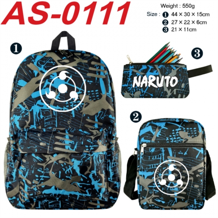 Naruto Anime canvas backpack backpack+lunch bag+pencil case set 550g