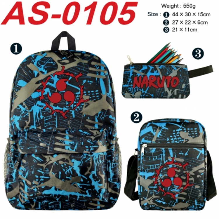 Naruto Anime canvas backpack backpack+lunch bag+pencil case set 550g