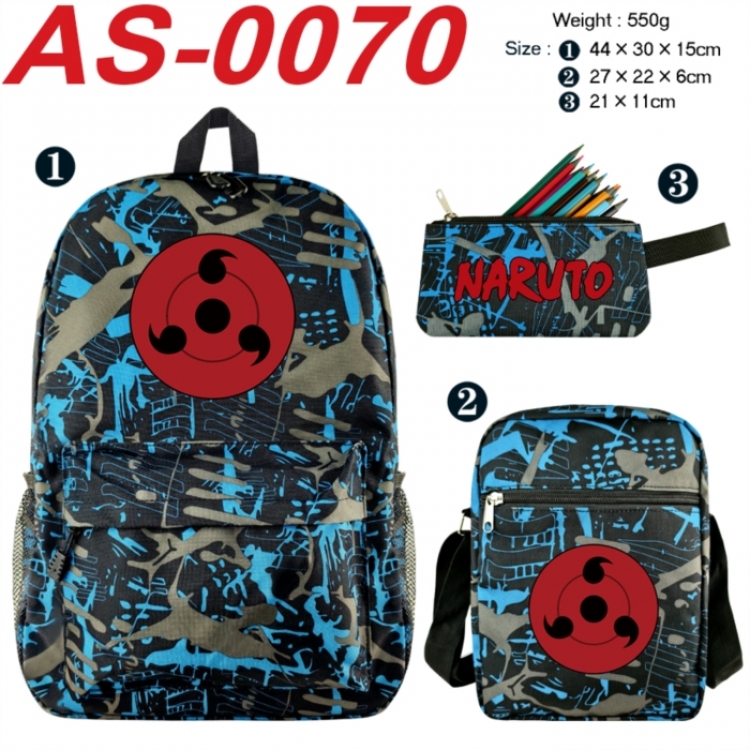 Naruto Anime canvas backpack backpack+lunch bag+pencil case set 550g