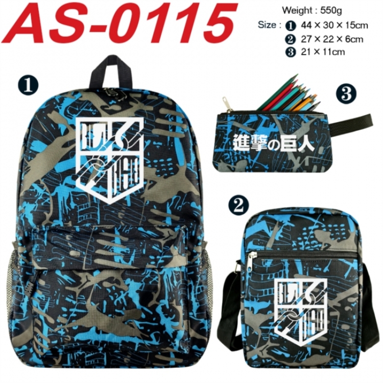 Shingeki no Kyojin Anime canvas backpack backpack+lunch bag+pencil case set 550g