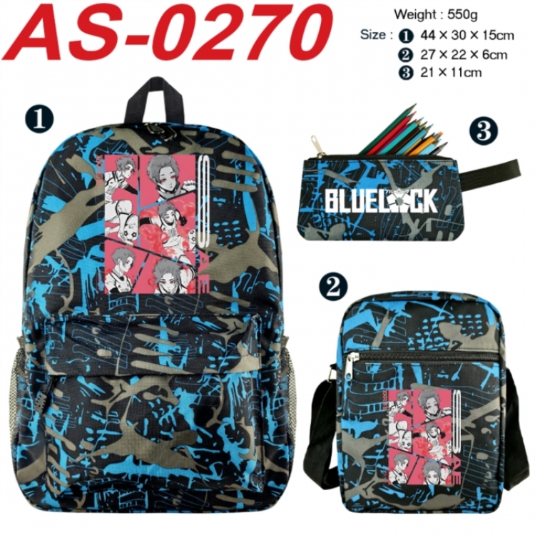 BLUE LOCK  Anime canvas backpack backpack+lunch bag+pencil case set 550g